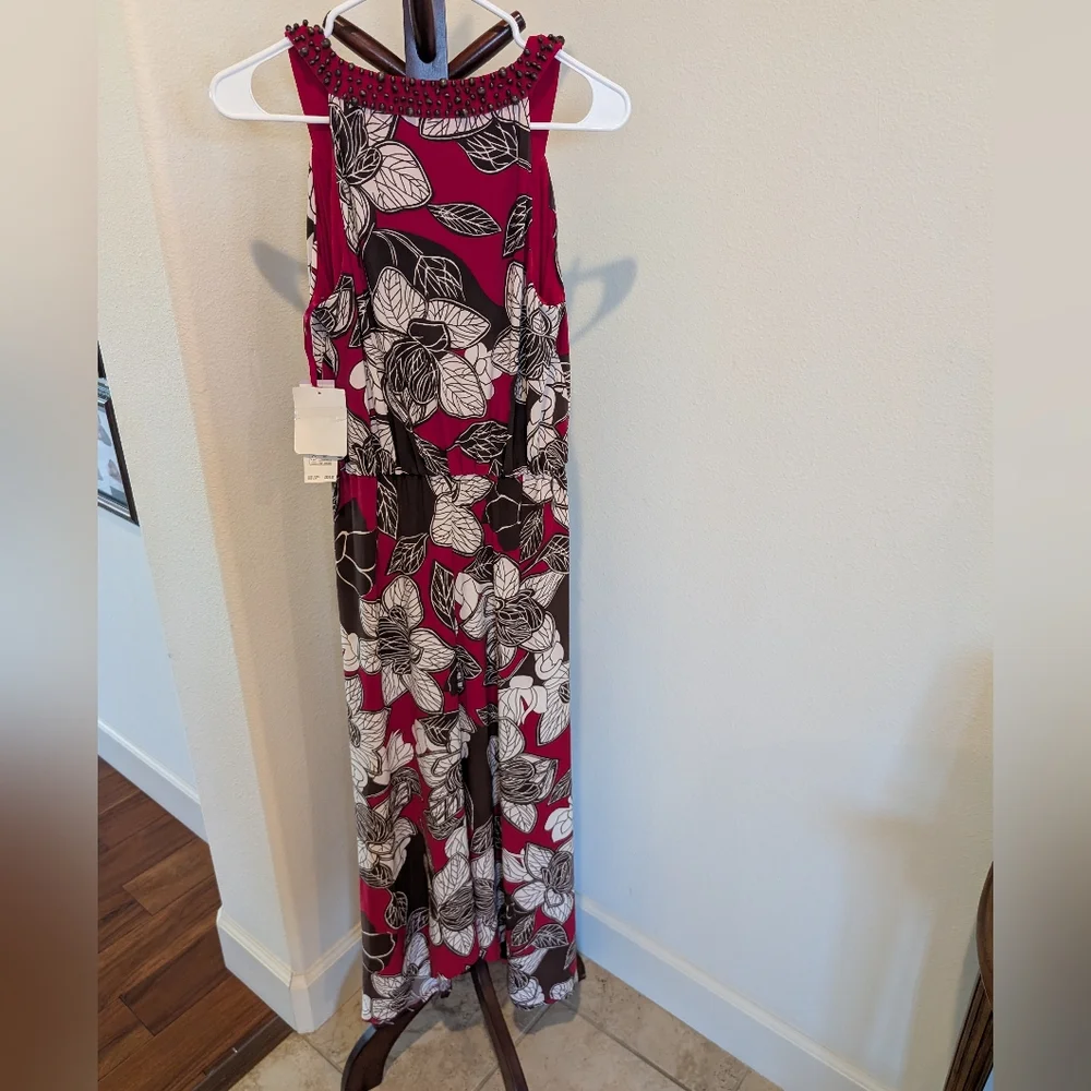 Red/Brown Floral Maxi Dress, Size 6 - NEW - Picture 8 of 9
